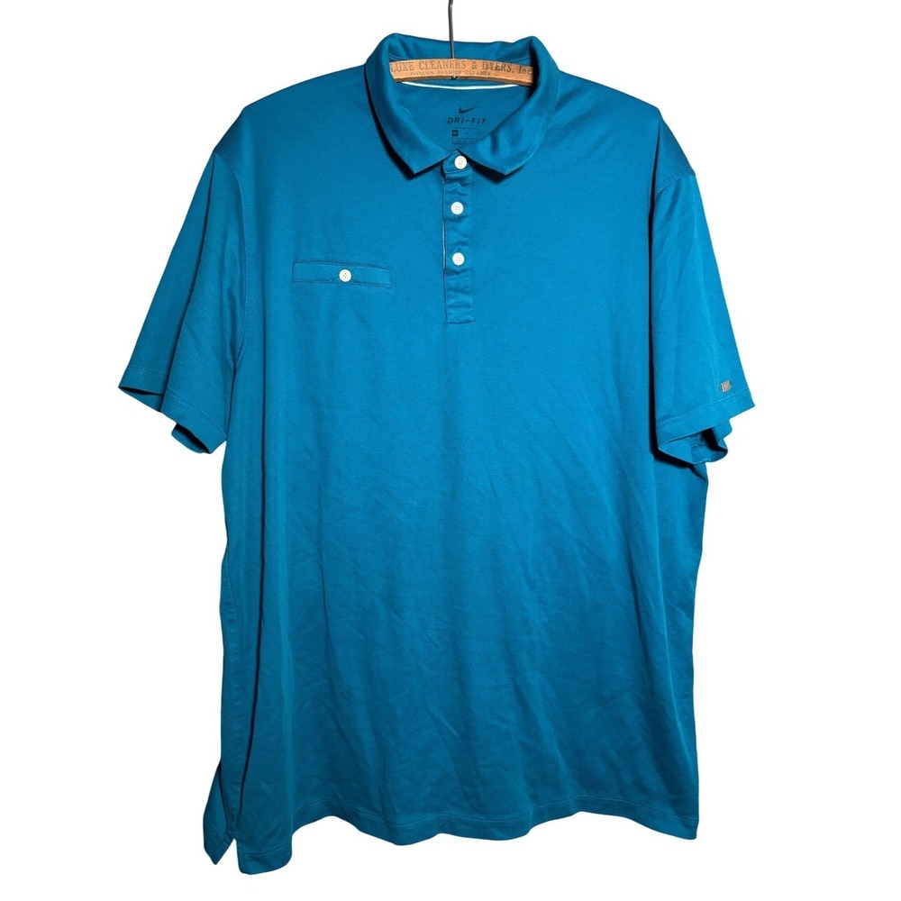 Nike Dri-FIT Polo Shirt Mens XL Teal Blue Short Sleeve Golf Performance Top